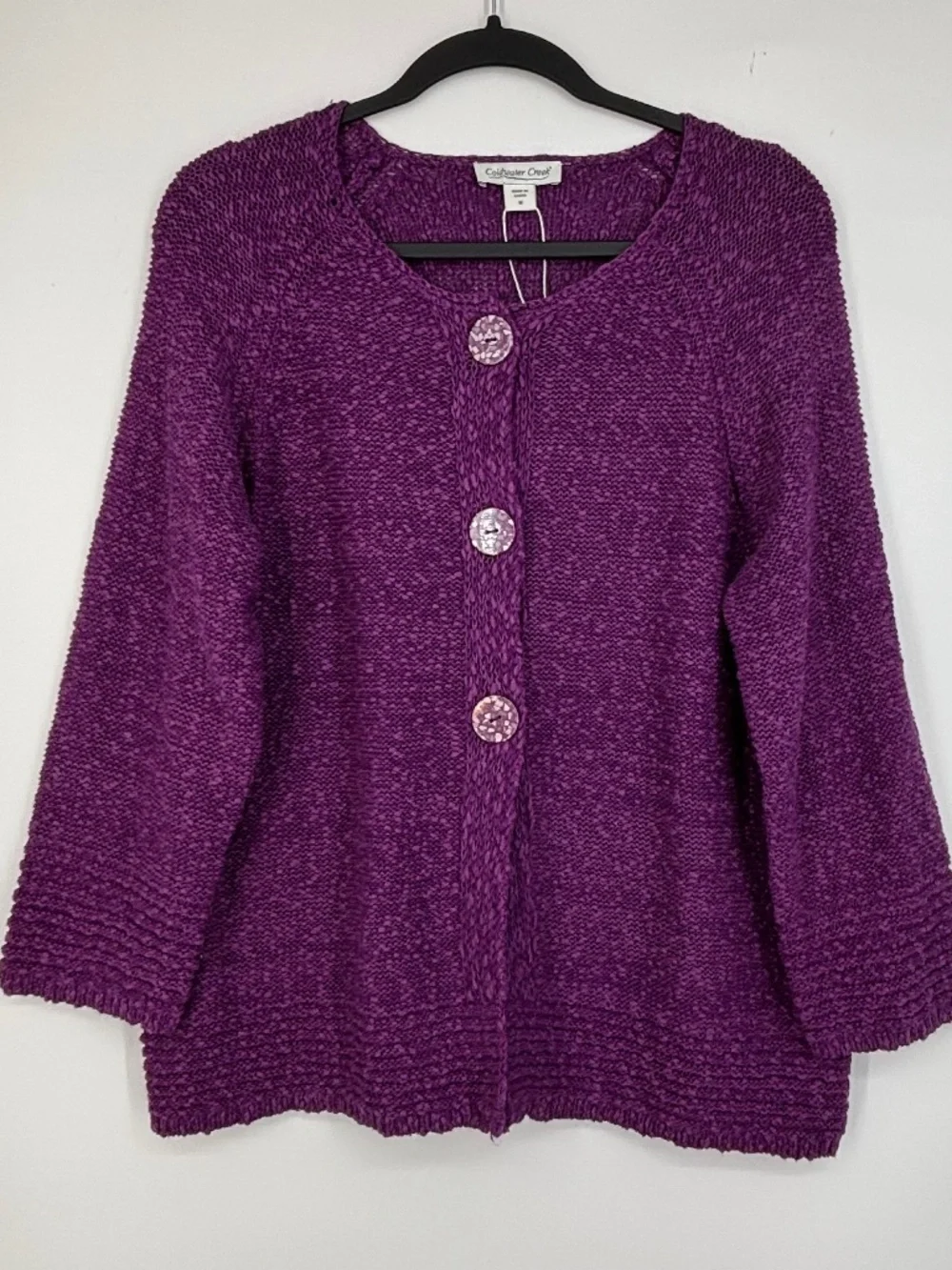 Coldwater Creek Womens Medium Button Front Cardigan Sweater 100% Cotton Purple